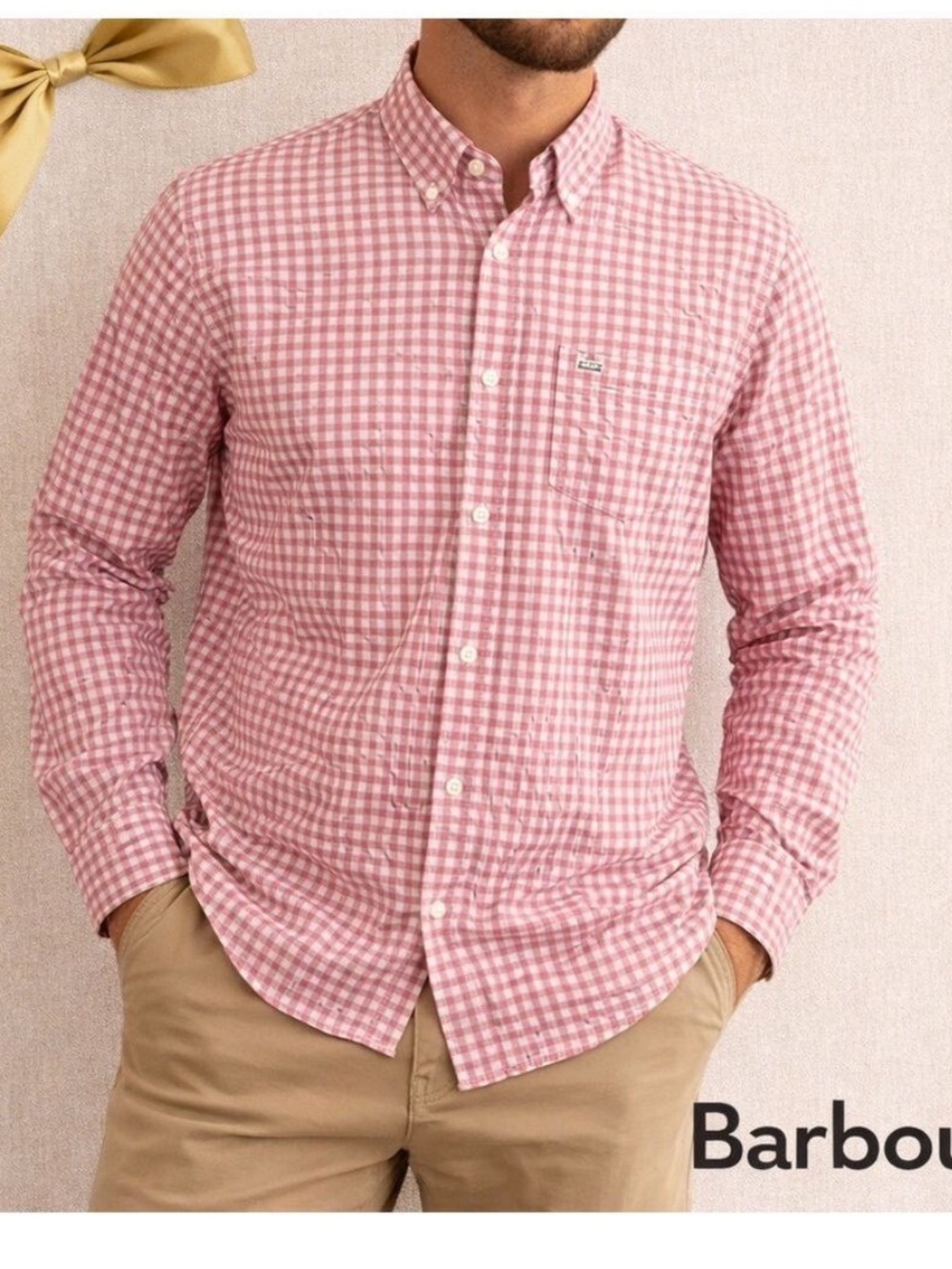 NWT BARBOUR kanehill tailored shirt in red gingham size XL